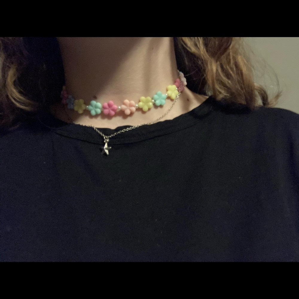 Cute, colorful choker and star necklace set of 2